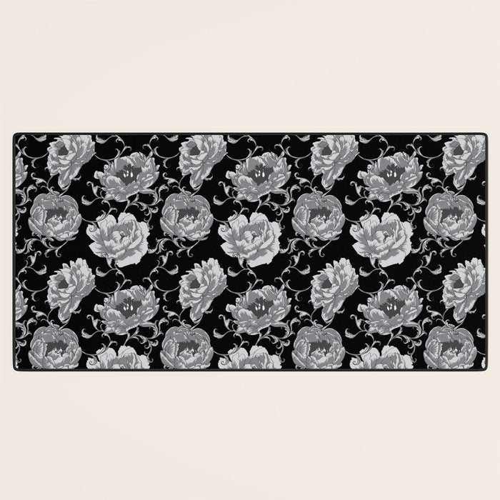 Goth Romantic Vintage Peonies Desk Mat Gallery Image 3