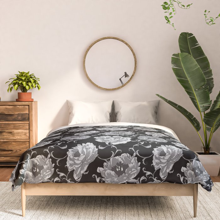 Goth Romantic Vintage Peonies Comforter Gallery Image 3