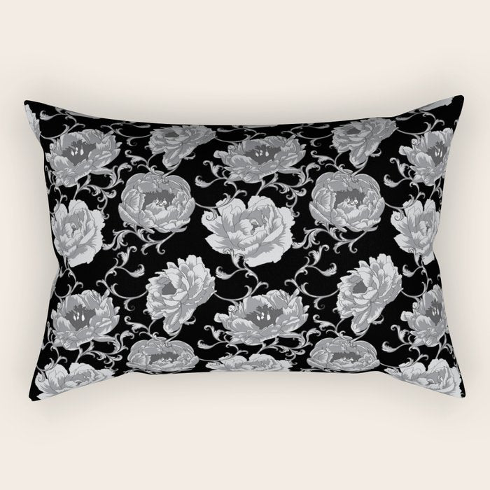 Goth Romantic Vintage Peonies Rectangular Pillow Gallery Image 1