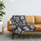 Goth Romantic Vintage Peonies Throw Blanket Gallery Image 1