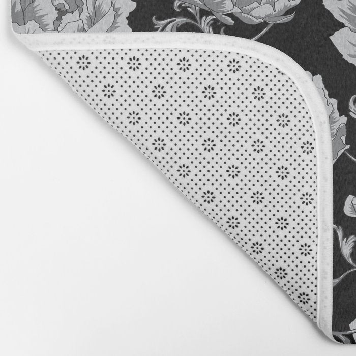 Goth Romantic Vintage Peonies Bath Mat Gallery Image 2