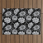 Goth Romantic Vintage Peonies Outdoor Rug Gallery Image 1