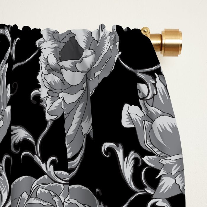 Goth Romantic Vintage Peonies Window Curtain Gallery Image 2