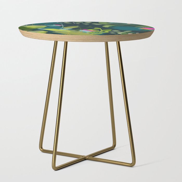 abstract jungle fever leaves in floral green Side Table Gallery Image 1