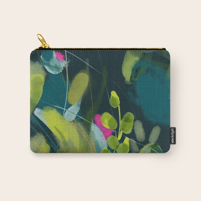 abstract jungle fever leaves in floral green Carry All Pouch Gallery Image 1