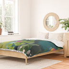abstract jungle fever leaves in floral green Duvet Cover Gallery Image 2