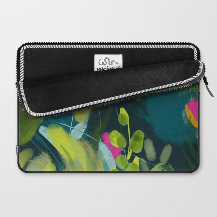 abstract jungle fever leaves in floral green Laptop Sleeve Gallery Image 2