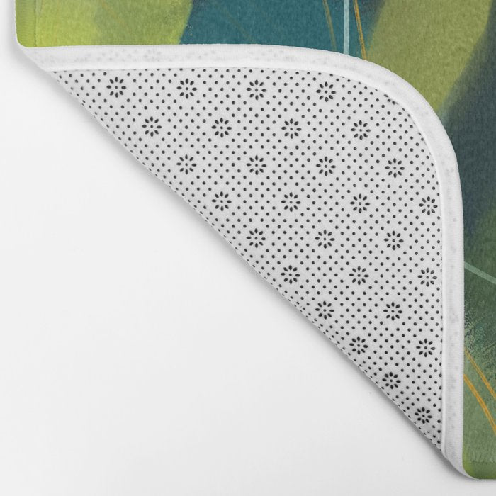abstract jungle fever leaves in floral green Bath Mat Gallery Image 2