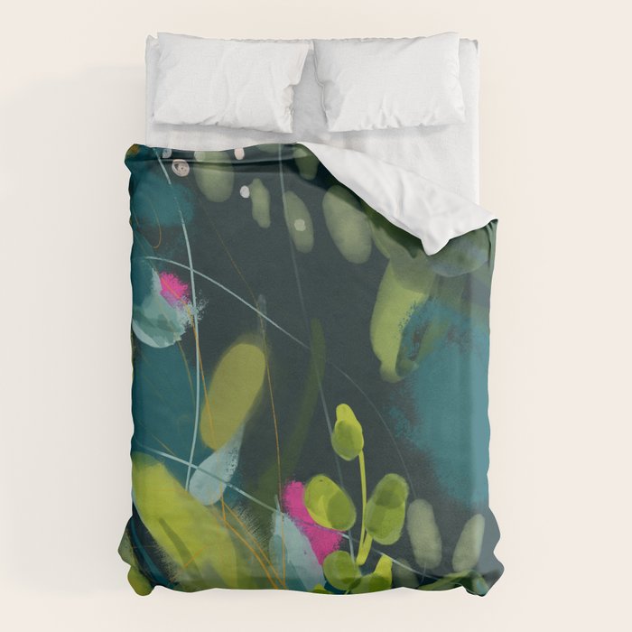 abstract jungle fever leaves in floral green Duvet Cover Gallery Image 6