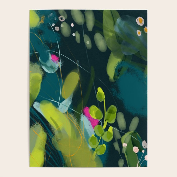 abstract jungle fever leaves in floral green Poster Gallery Image 4