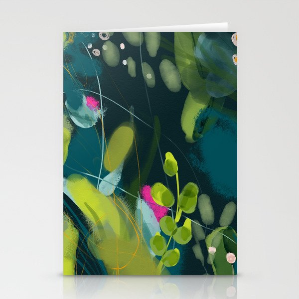 abstract jungle fever leaves in floral green Stationery Card Gallery Image 2