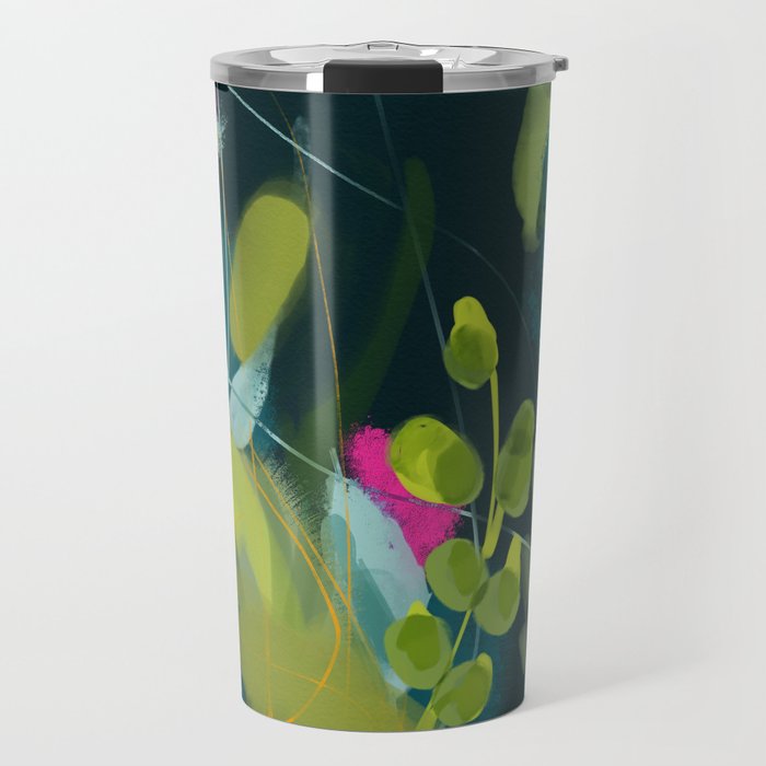 abstract jungle fever leaves in floral green Travel Mug Gallery Image 1