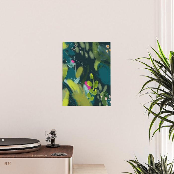 abstract jungle fever leaves in floral green Poster Gallery Image 2