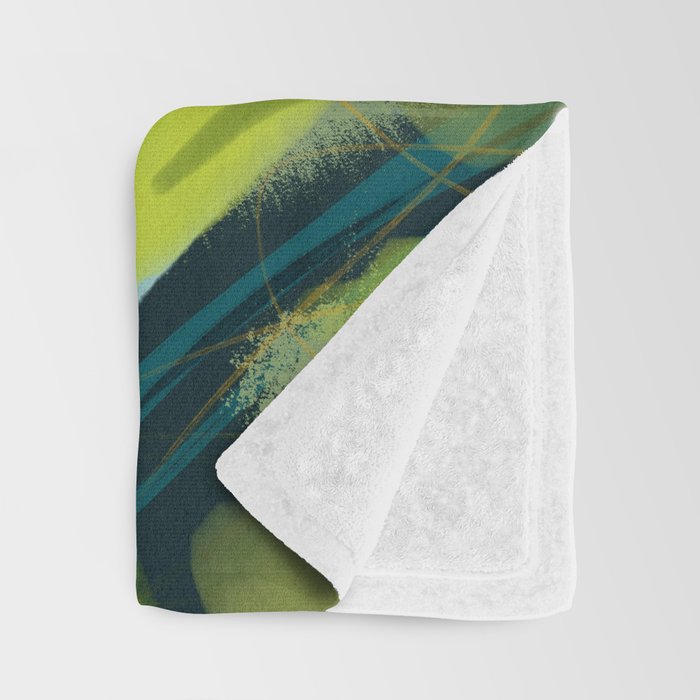 abstract jungle fever leaves in floral green Throw Blanket Gallery Image 3
