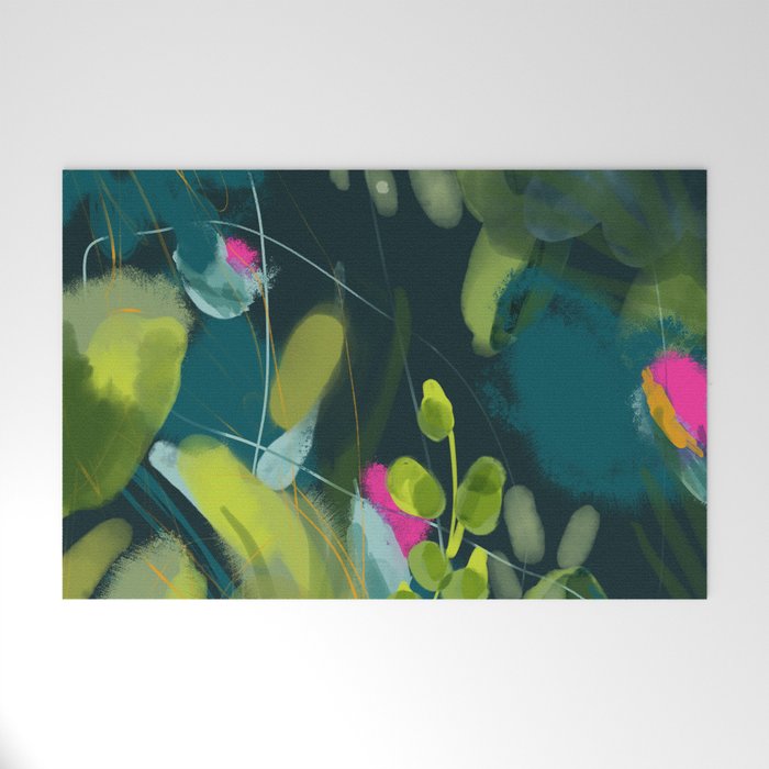 abstract jungle fever leaves in floral green Welcome Mat Gallery Image 1