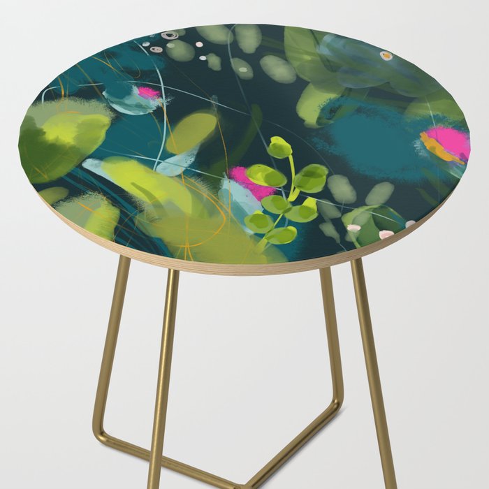 abstract jungle fever leaves in floral green Side Table Gallery Image 2
