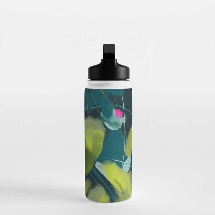 abstract jungle fever leaves in floral green Water Bottle Gallery Image 3