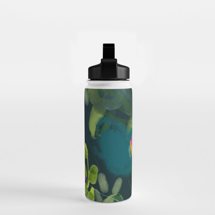 abstract jungle fever leaves in floral green Water Bottle Gallery Image 2