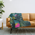 abstract jungle fever leaves in floral green Throw Blanket Gallery Image 1