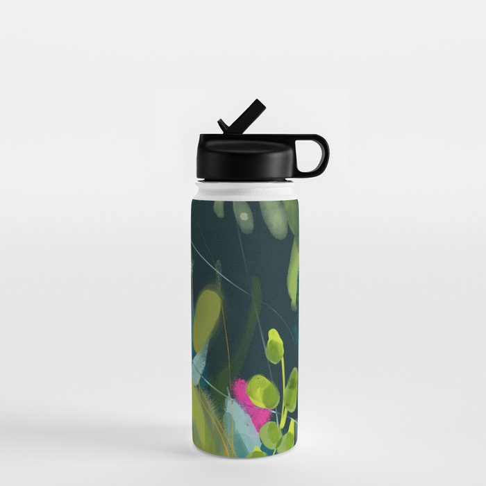 abstract jungle fever leaves in floral green Water Bottle Gallery Image 1