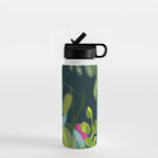 abstract jungle fever leaves in floral green Water Bottle Gallery Image 1