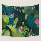 abstract jungle fever leaves in floral green Wall Tapestry Gallery Image 4