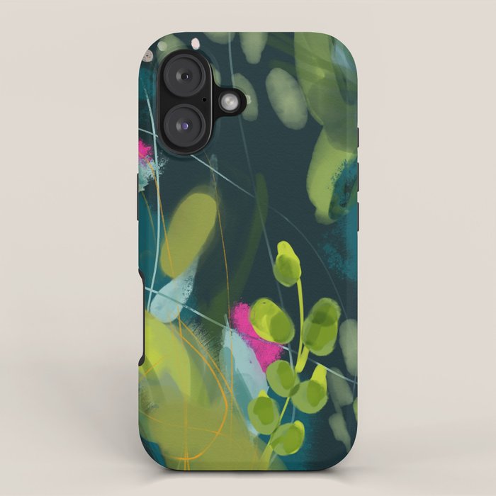 abstract jungle fever leaves in floral green iPhone Case Gallery Image 1
