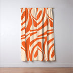 New Groove Retro Abstract Pattern Vertical in Orange Tangerine Cream Window Curtain Gallery Image 3