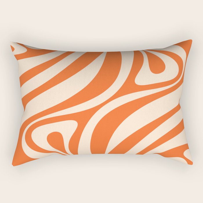 New Groove Retro Abstract Pattern Vertical in Orange Tangerine Cream Rectangular Pillow Gallery Image 2