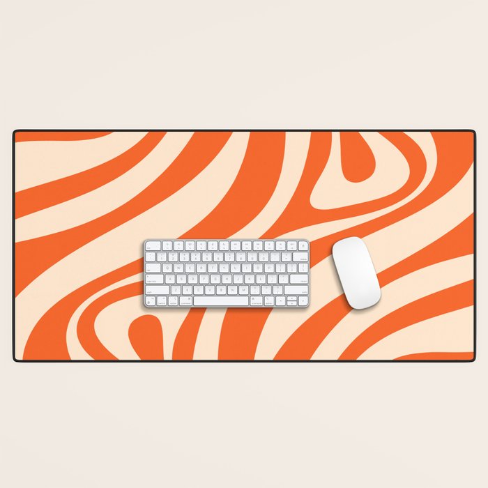 New Groove Retro Abstract Pattern Vertical in Orange Tangerine Cream Desk Mat Gallery Image 1