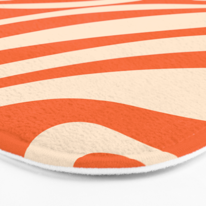 New Groove Retro Abstract Pattern Vertical in Orange Tangerine Cream Bath Mat Gallery Image 3
