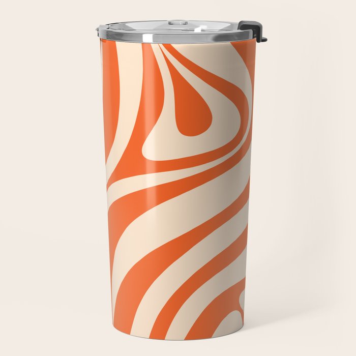New Groove Retro Abstract Pattern Vertical in Orange Tangerine Cream Travel Mug Gallery Image 2