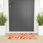 New Groove Retro Abstract Pattern Vertical in Orange Tangerine Cream Welcome Mat Gallery Image 3