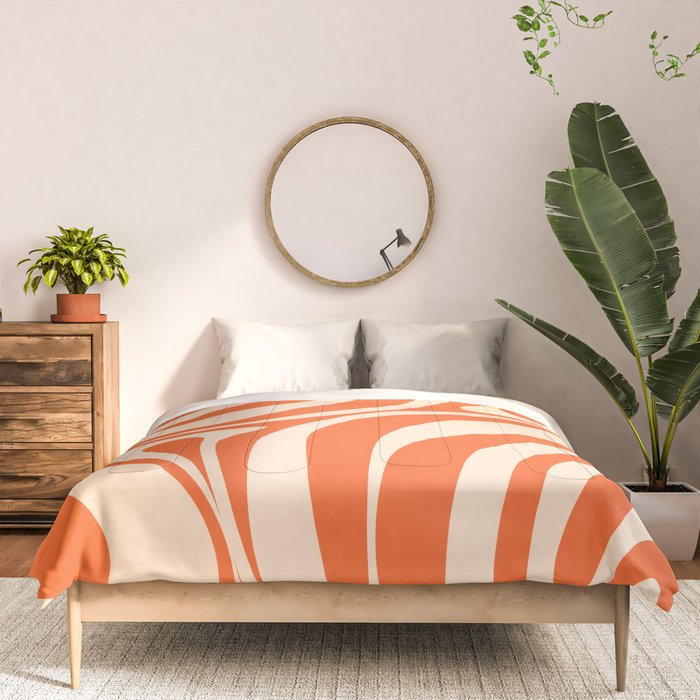 New Groove Retro Abstract Pattern Vertical in Orange Tangerine Cream Comforter Gallery Image 3