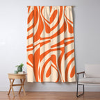 New Groove Retro Abstract Pattern Vertical in Orange Tangerine Cream Window Curtain Gallery Image 5
