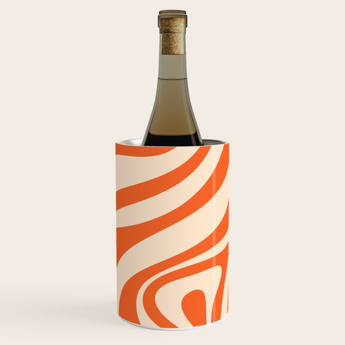 New Groove Retro Abstract Pattern Vertical in Orange Tangerine Cream Wine Chiller Gallery Image 2
