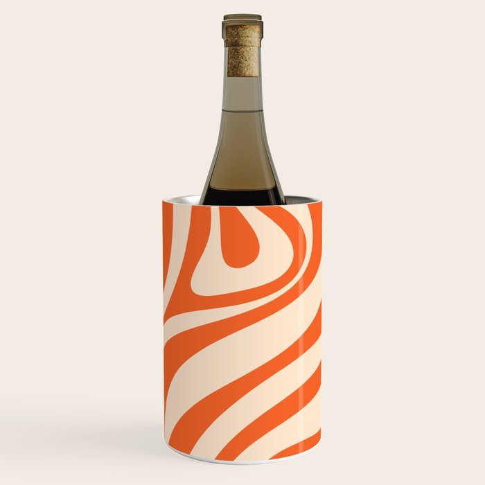 New Groove Retro Abstract Pattern Vertical in Orange Tangerine Cream Wine Chiller Gallery Image 3