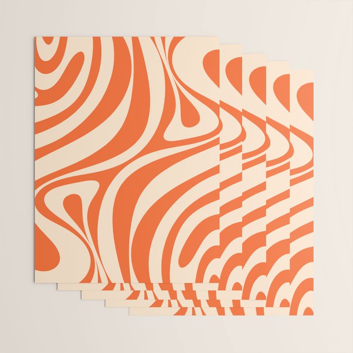 New Groove Retro Abstract Pattern Vertical in Orange Tangerine Cream Wrapping Paper Gallery Image 3
