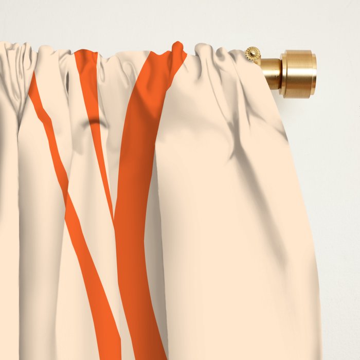 New Groove Retro Abstract Pattern Vertical in Orange Tangerine Cream Window Curtain Gallery Image 2