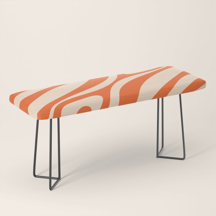 New Groove Retro Abstract Pattern Vertical in Orange Tangerine Cream Bench Gallery Image 1