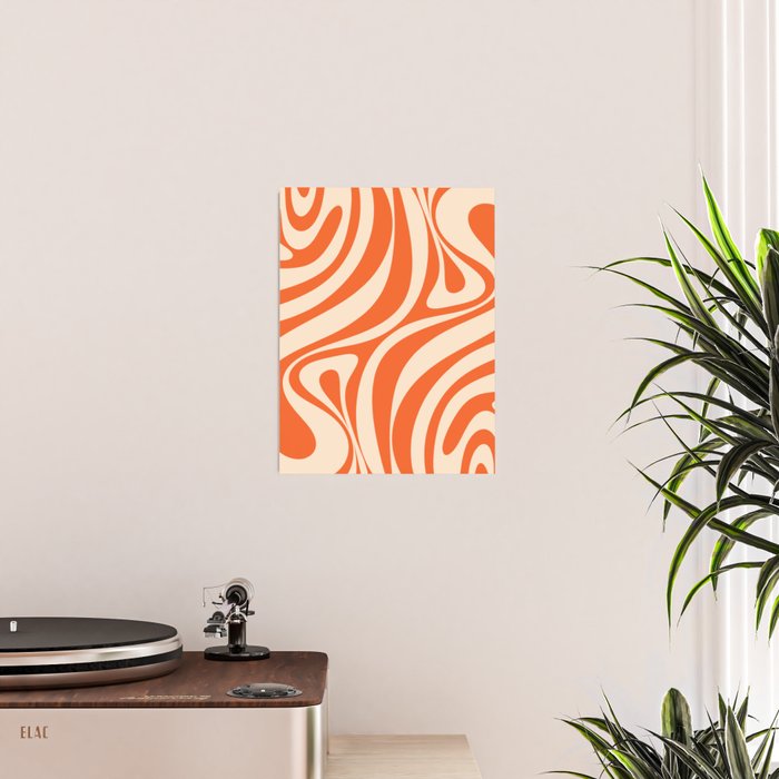 New Groove Retro Abstract Pattern Vertical in Orange Tangerine Cream Poster Gallery Image 2
