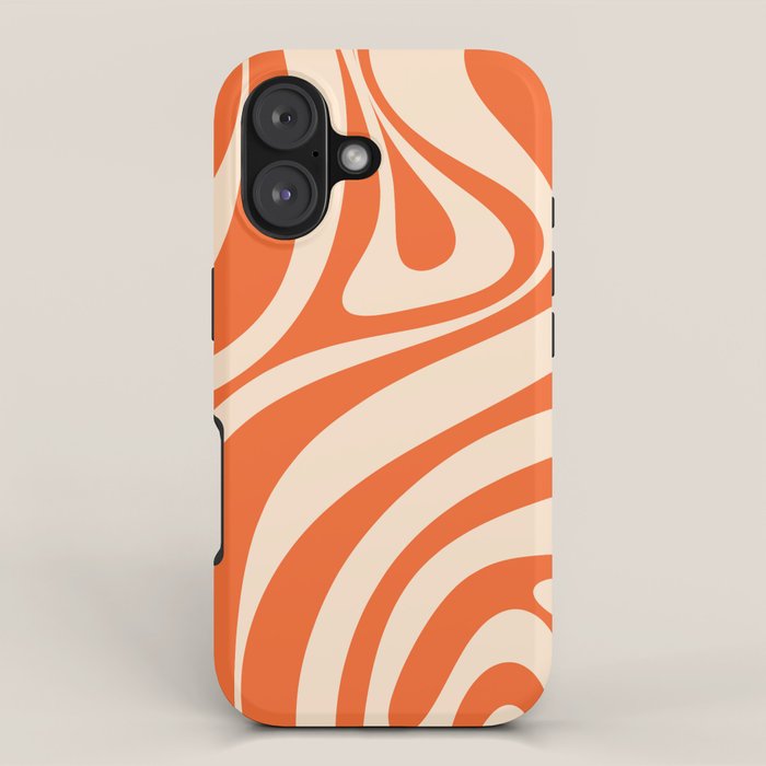 New Groove Retro Abstract Pattern Vertical in Orange Tangerine Cream iPhone Case Gallery Image 1