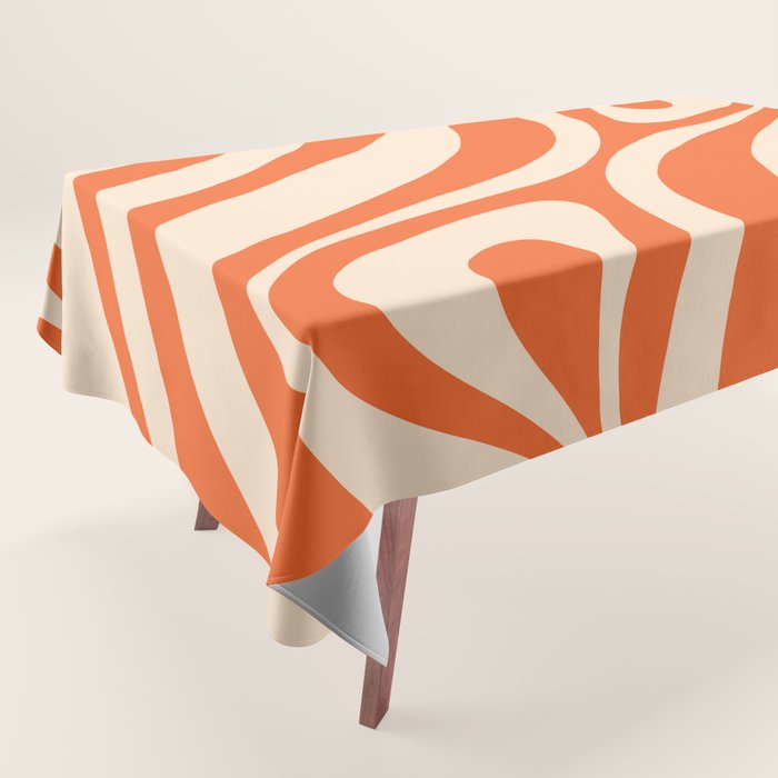 New Groove Retro Abstract Pattern Vertical in Orange Tangerine Cream Tablecloth Gallery Image 1