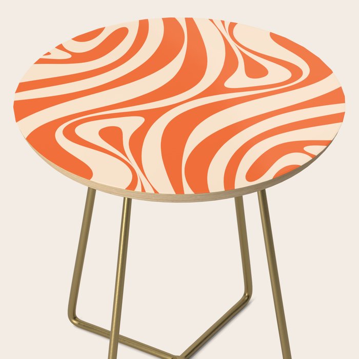 New Groove Retro Abstract Pattern Vertical in Orange Tangerine Cream Side Table Gallery Image 2