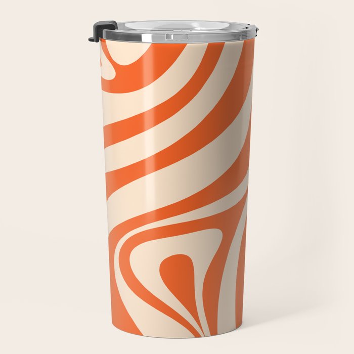 New Groove Retro Abstract Pattern Vertical in Orange Tangerine Cream Travel Mug Gallery Image 3