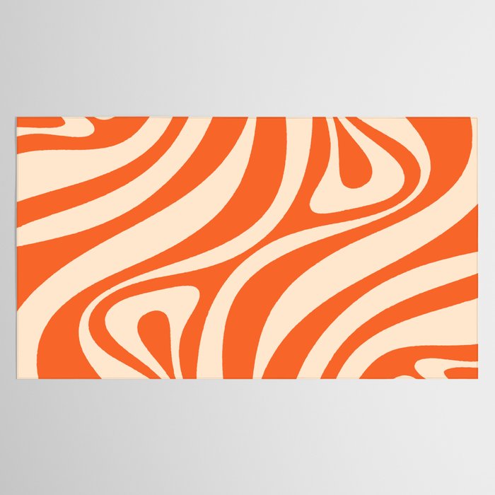 New Groove Retro Abstract Pattern Vertical in Orange Tangerine Cream Tablecloth Gallery Image 2