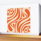 New Groove Retro Abstract Pattern Vertical in Orange Tangerine Cream Wall Mural Gallery Image 2