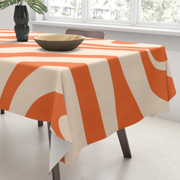 New Groove Retro Abstract Pattern Vertical in Orange Tangerine Cream Tablecloth Gallery Image 3