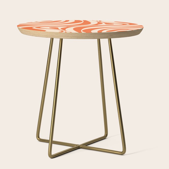 New Groove Retro Abstract Pattern Vertical in Orange Tangerine Cream Side Table Gallery Image 1