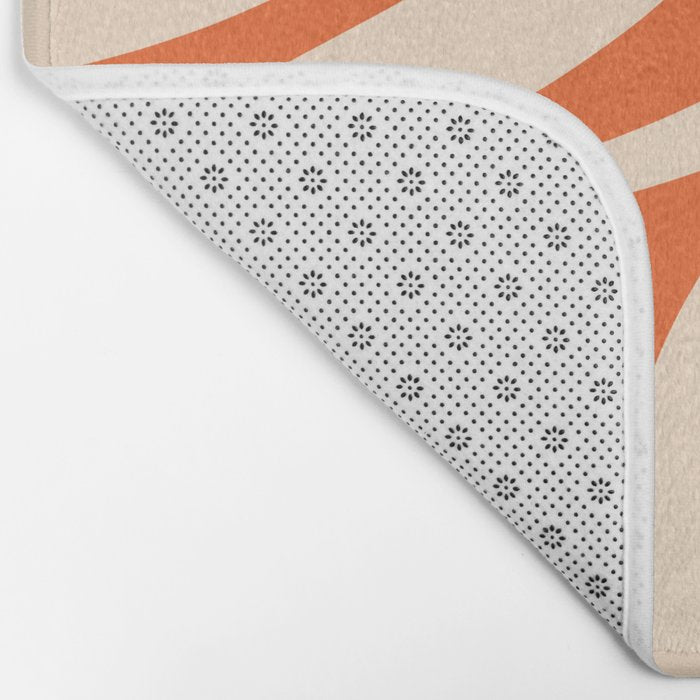 New Groove Retro Abstract Pattern Vertical in Orange Tangerine Cream Bath Mat Gallery Image 2